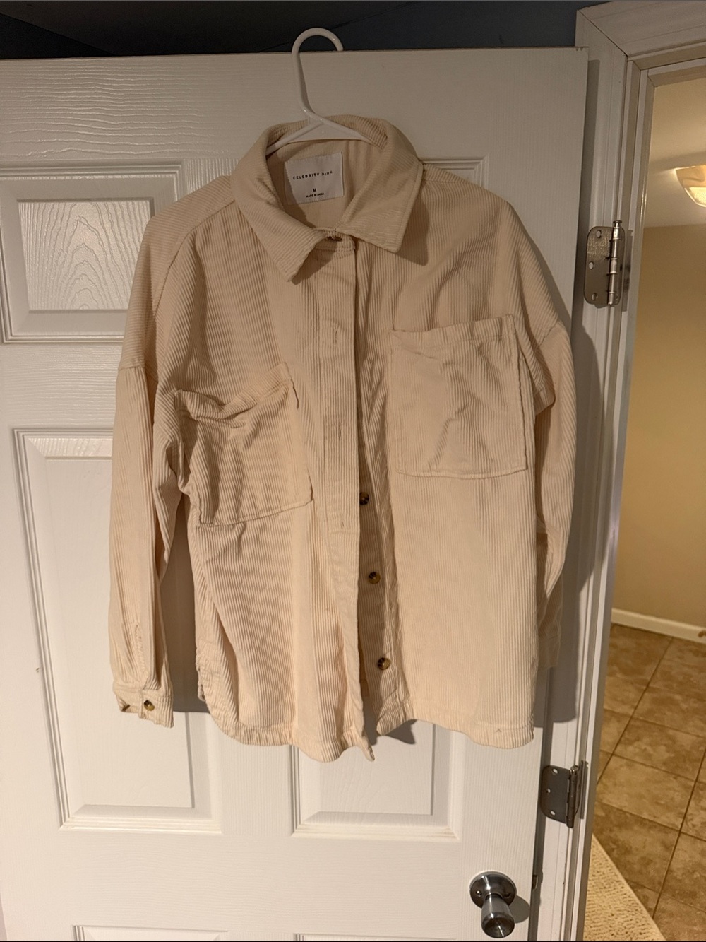Celebrity Pink Cream Corduroy Utility Jacket